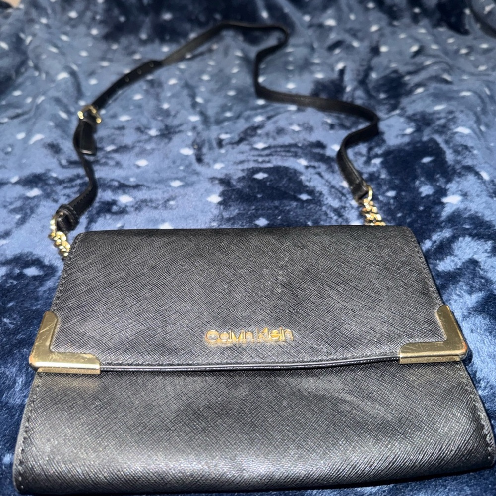 Calvin Klein Black and Gold Crossbody Bag